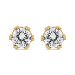 14K White Gold 1/2 Cttw Round Diamond Crown Stud Earring (I-J Color, I1-I2 Clarity)