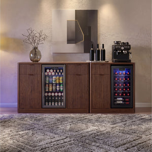 K&K 2-Piece Coffee Bar Cabinet with Fridge Space
