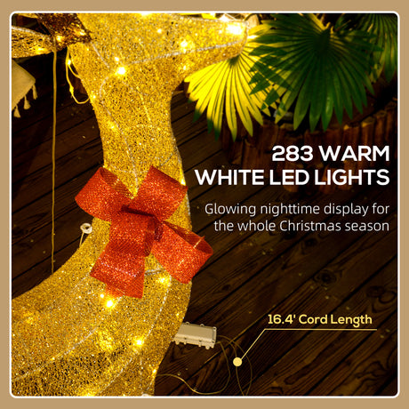 4.5ft 3-Piece Outdoor Light Up Christmas Deer Family Set of 3, with 3 LED Light Modes