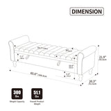 65.55' Wide Modern Upholstered Storage Bench with Rolled Armrest