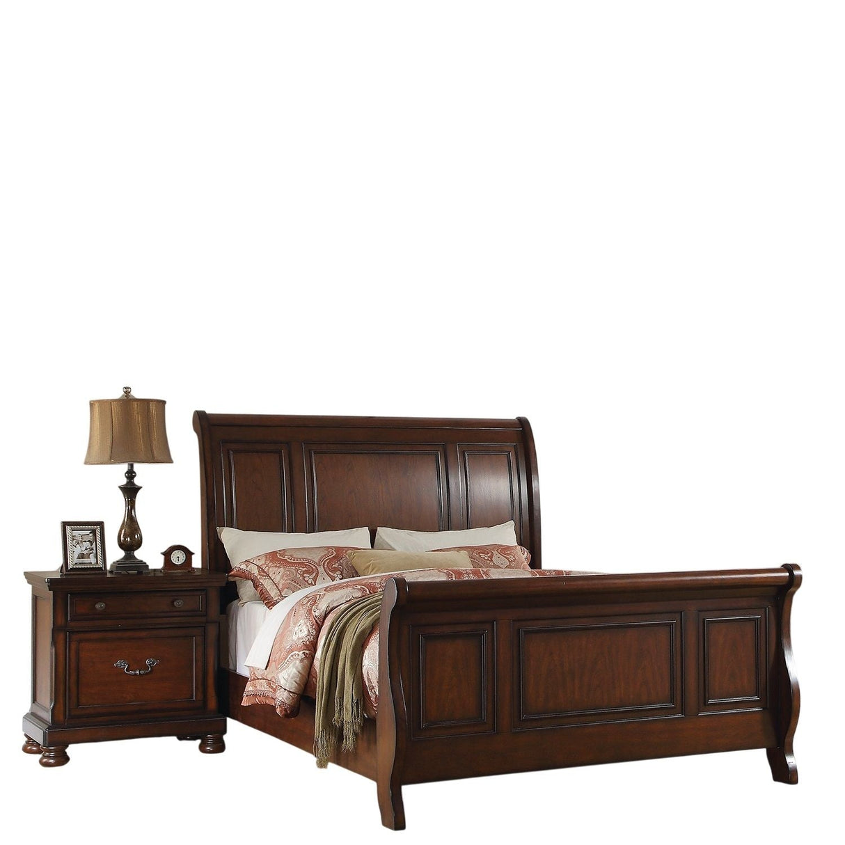 3 Piece Bedroom Set, Bed With 2 Nightstands