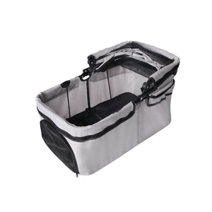 Foldable 4-Wheel Pet Stroller with Adjustable Canopy - Grey