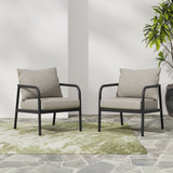 Leora Modern Minimalist Round Tube Sofa Chair with Cushions in Beige and Black Aluminum