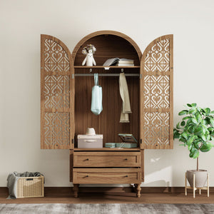 Tall Kitchen Pantry Cabinet With Hollow Carved Doors