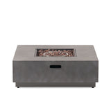 Modern Square Iron Fire Pit 50,000 BTU Stone Gray 39-Inch