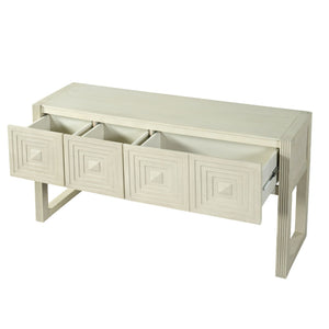 Geometric Carved Console Table With 3 Soft Close Drawers