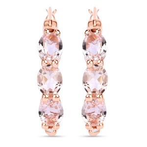 1.63 Carat Genuine Morganite and White Diamond .925 Sterling Silver Earrings