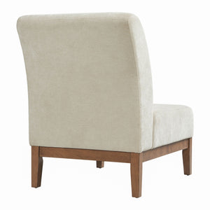 Upholstered Accent Chair - Beige / Walnut