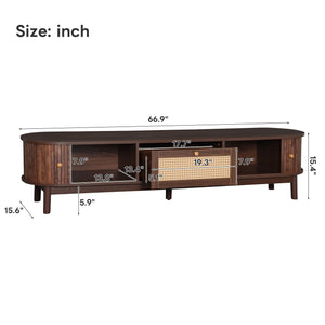 TV Stand for 75" TVs with Drawer and Sliding Cabinets - Dark Brown