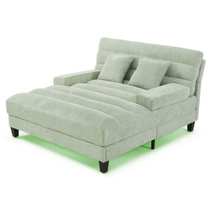 Chaise Bed Lounge Sofa Chair With Adjustable Backrest And LED Light Strip