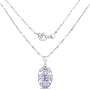 2.21 Carat Genuine Tanzanite .925 Sterling Silver Pendant