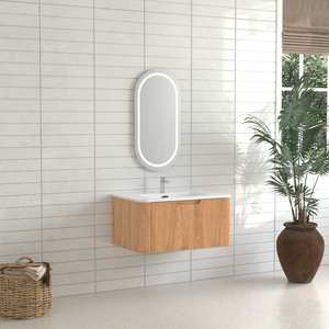 30-Inch Wall-Mounted Floating Solid Wood Bathroom Vanity