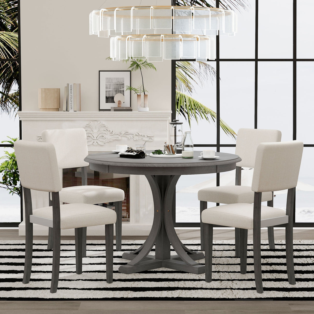 Isla Graceful Pedestal Dining Set for Four