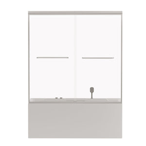 Double Sliding Bathtub Shower Door, Semi Frameless Bypass
