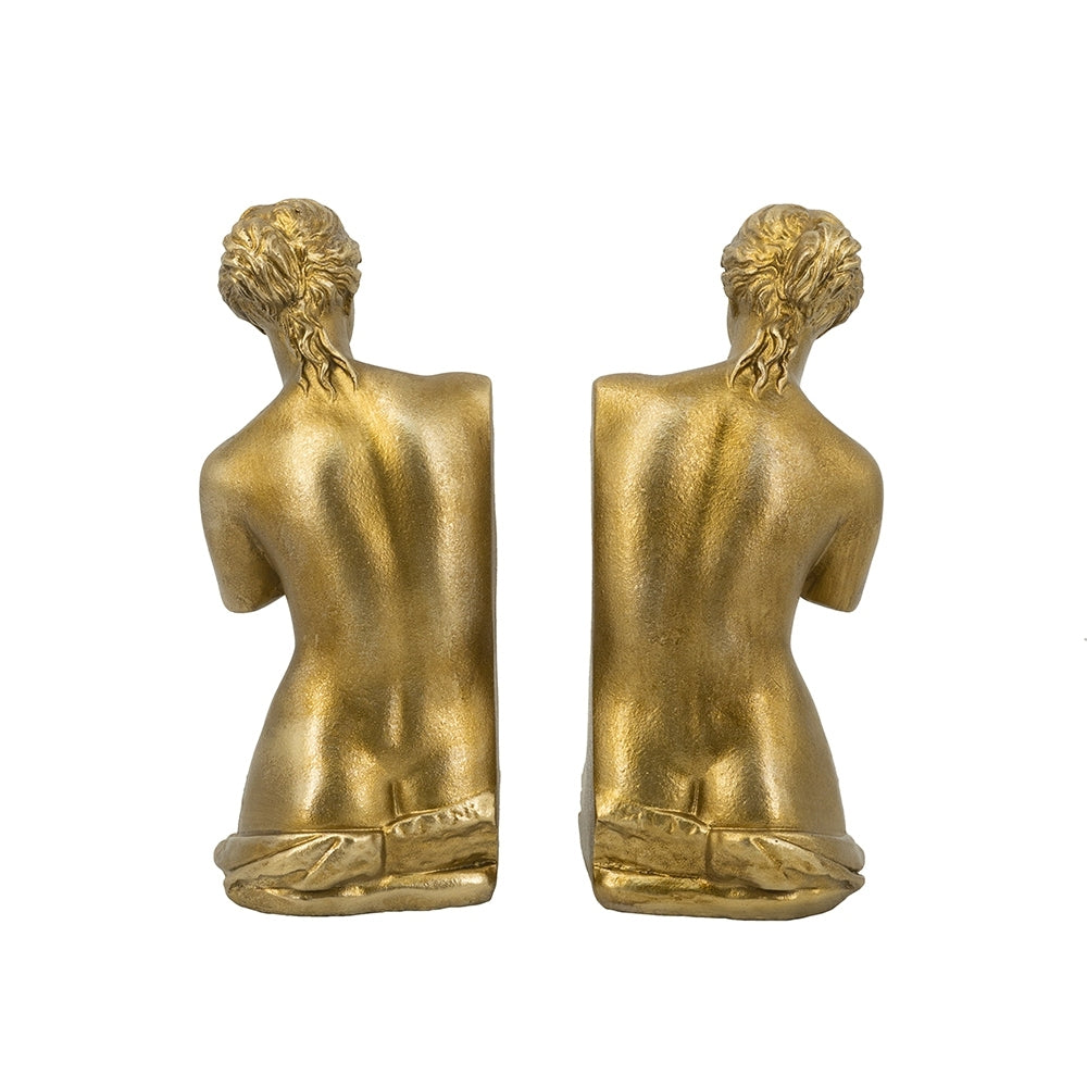 Set of 2 4.5x5x10' Venus de Milo Bust Bookends with Gold Finish