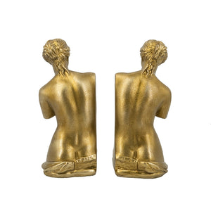 Set of 2 4.5x5x10' Venus de Milo Bust Bookends with Gold Finish