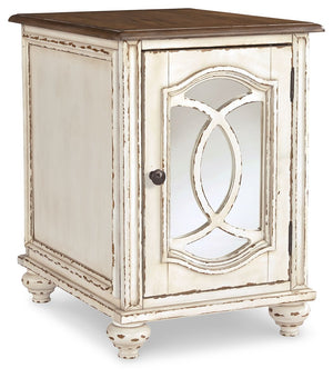 Realyn - Chair Side End Table - Insert Mirror - White / Brown