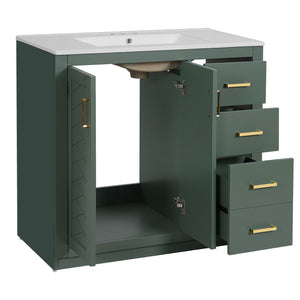 Bathroom Vanity With Sink Combo, Storage Cabinet, Freestanding Set With 3 Drawers & Soft Closing Doors