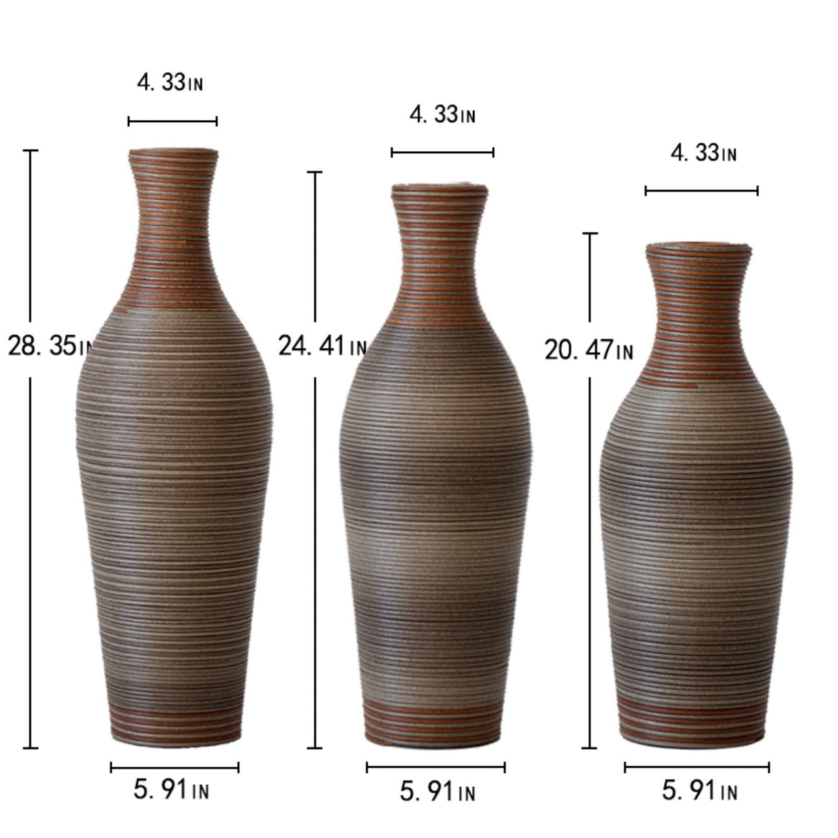 Classic And Neat Floor Vase, High Independent Flower Stand (Set of 3)