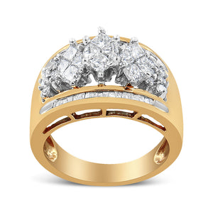 10K Yellow and White Gold 1 1/2 Cttw Pear Shaped 3 Stone Style Diamond Ring Band (H-I Color, SI1-SI2 Clarity) - Ring Size 7