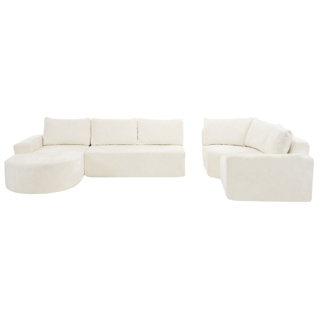 Modular Cloud Sectional Sofa Set, U-Shaped Upholstered Couch With Deep Seat