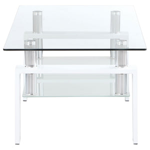Dyer 1-shelf Rectangular Glass Top Coffee Table White