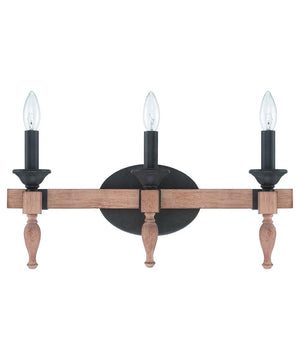 Glenwood 21"W 3-Light Aged Bronze and Distressed Oak Finish Bathroom Vanity Light Fixture