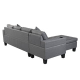 Modern Sectional Sofa Set with L-Shape Chaise Lounge and Cup Holders