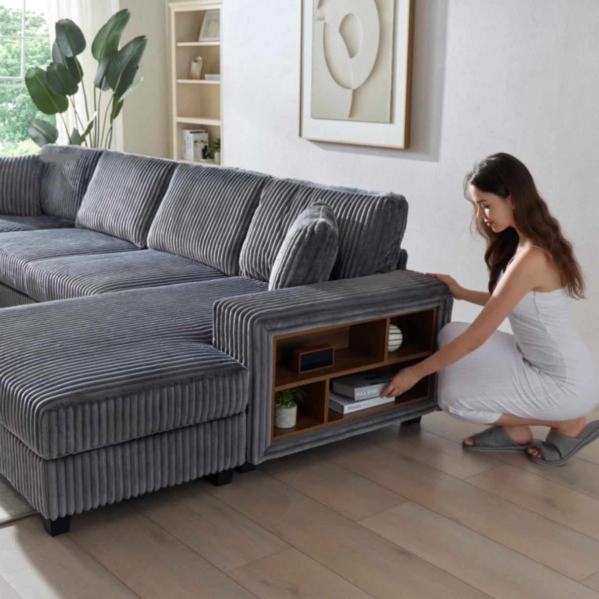 U-Shaped Convertible Sofa, 4 Seater Large Living Room Lounge