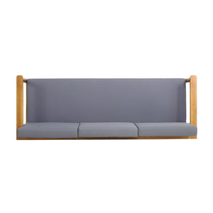 Outdoor 3 Seater Sofa With Cushion And Teak Acacia Wood - Dark Gray