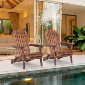 SoliWood Wooden Outdoor Folding Adirondack Chair Set of 2