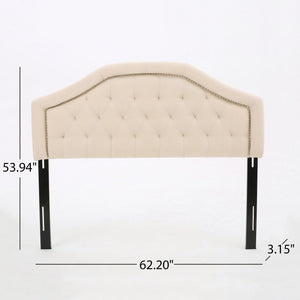 Queen & Full Size Headboard With Diamond Tufting And Nailhead Trim - Beige