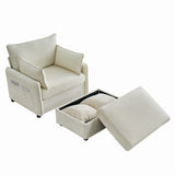 Oversized Chaise Lounge Chair with Ottoman and Storage in Beige