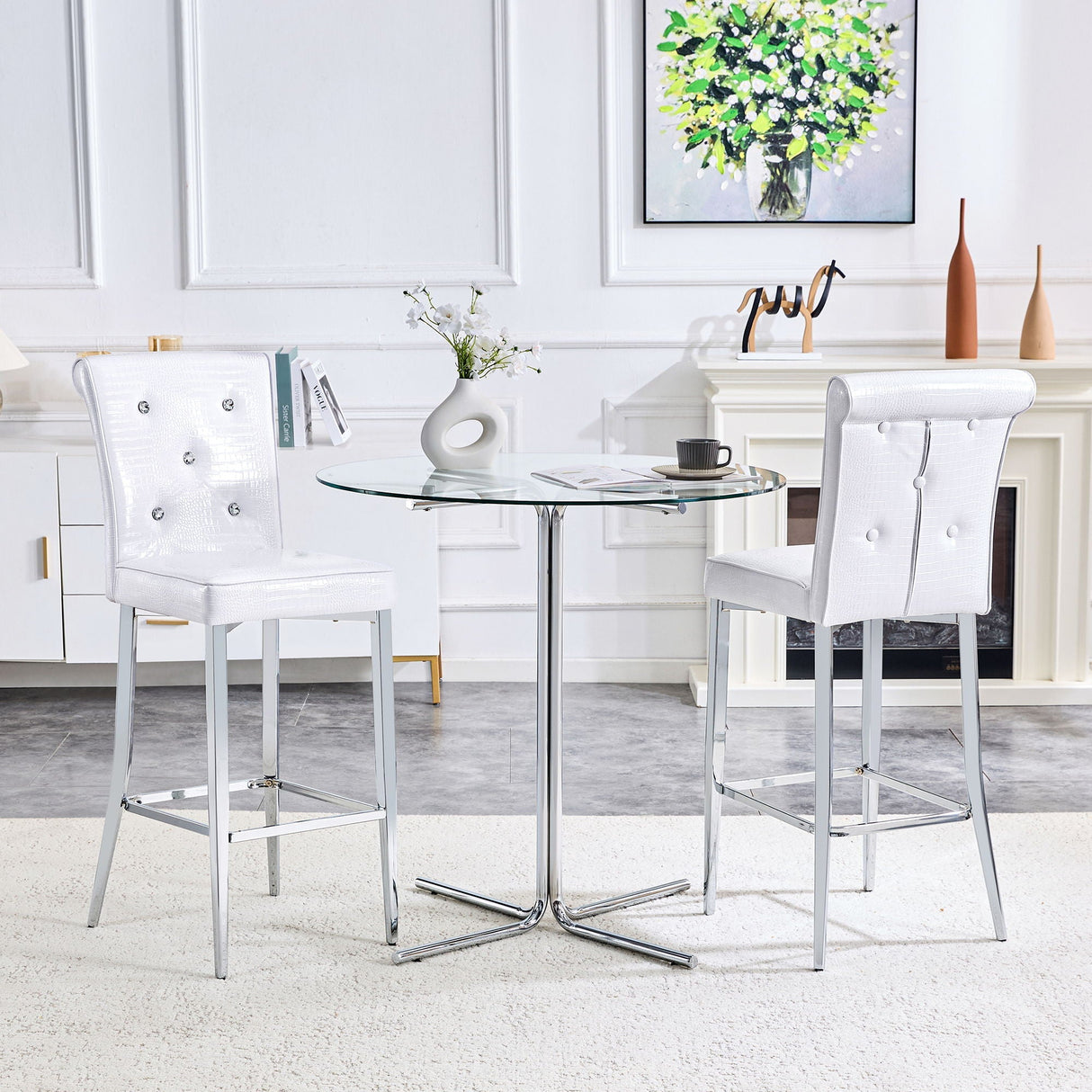 Bar Chairs with Crystal Clasp Design (Set of 2)