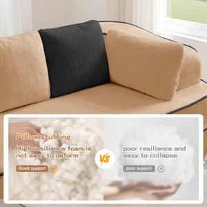 77.2" Teddy Fabric No Assembly Sofa in Camel