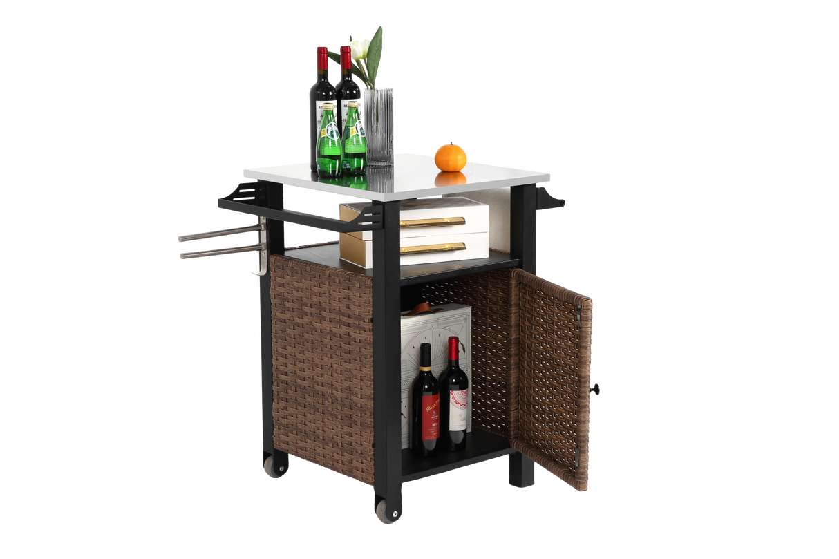 Single Door Outdoor Bar Cart with Stainless Steel Tabletop