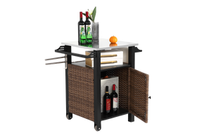 Single Door Outdoor Bar Cart with Stainless Steel Tabletop