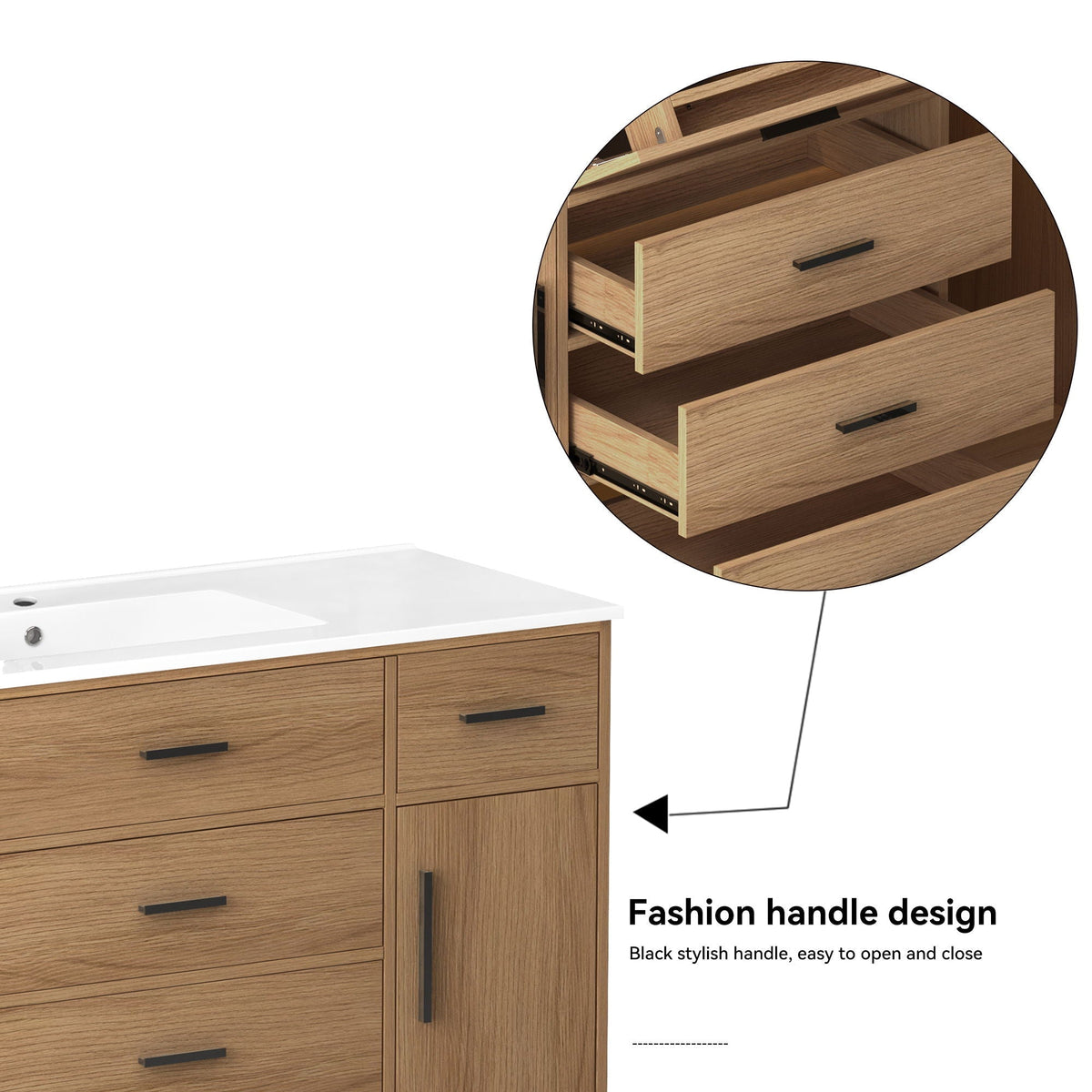 Bathroom Vanity With Abundant Storage 2 Soft Close Doors And 6 Drawers