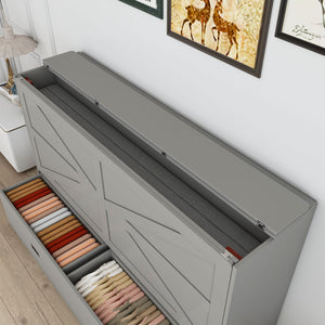 Full Murphy Bed With Storage Drawers, Charging Station, Foldable Panels, And Silent Swivel Wheels