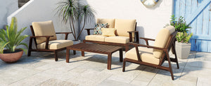 4 Pieces Outdoor Sofa Set with Cushions and Coffee Table