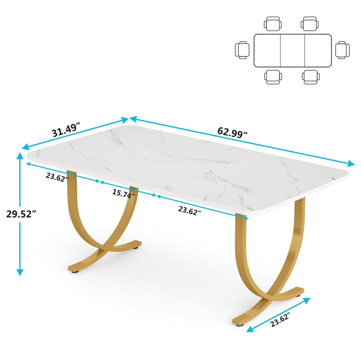 Executive Office Computer Desk For Home Office - White / Gold