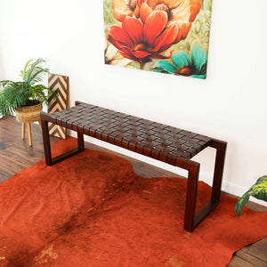 Christina - Bench - Cognac / Dark Brown / Tan