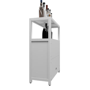 Bamboo Large Capacity Storage Cabinet With Shelves For Bathroom And Living Room - White