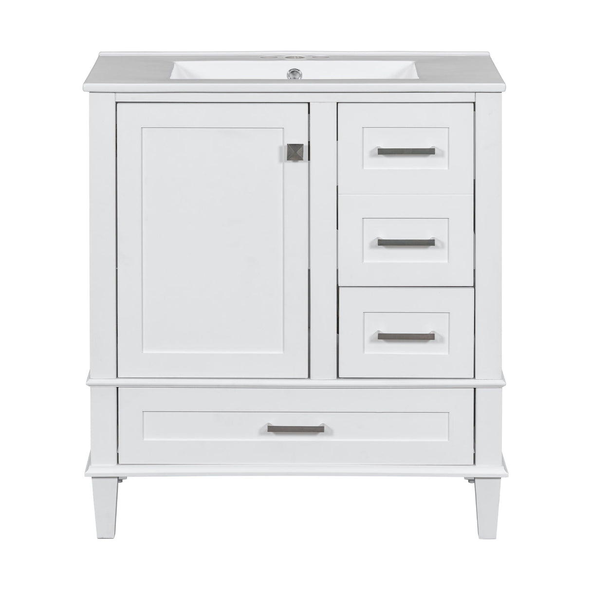 Bathroom Vanity & Tall Storage Cabinet Set With Doors, Adjustable Shelves, Soft Close Hinges, Sink