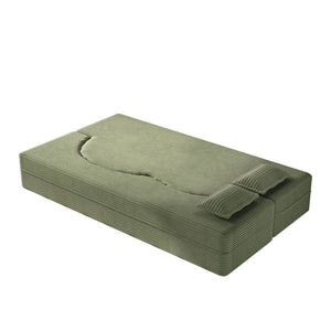 Modern Floor Sofa With 2 Pillows, Convertible Twin Size Folding Mattress For Living Room