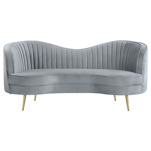 Sophia - 3 Piece Upholstered Channel Tufted Sofa Set - Gray