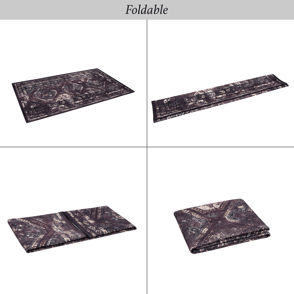 MAVAL Burgundy Washable Rug 8x10 Area Rug