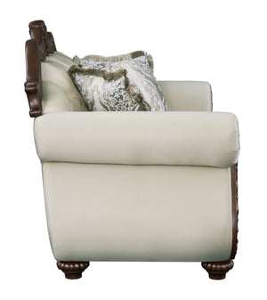Pierce Loveseat With 3 Pillows - Beige / Cherry