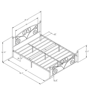 Queen Size Unique Flower Sturdy System Metal Bed Frame with Headboard and Footboard