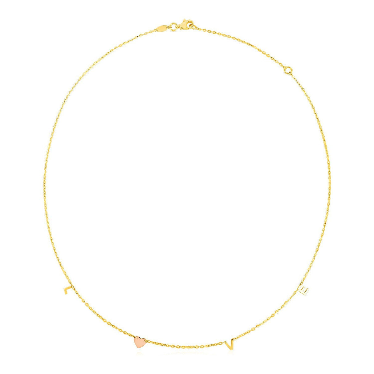 14k Two Tone Gold Love Necklace